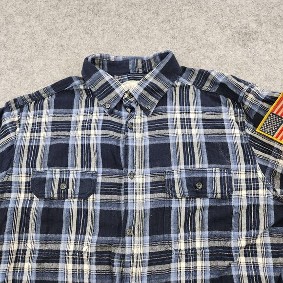 VTG Chevrolet Shirt Mens Large Blue Plaid Flannel Embroiderd Patch Racing USA - Picture 7 of 14